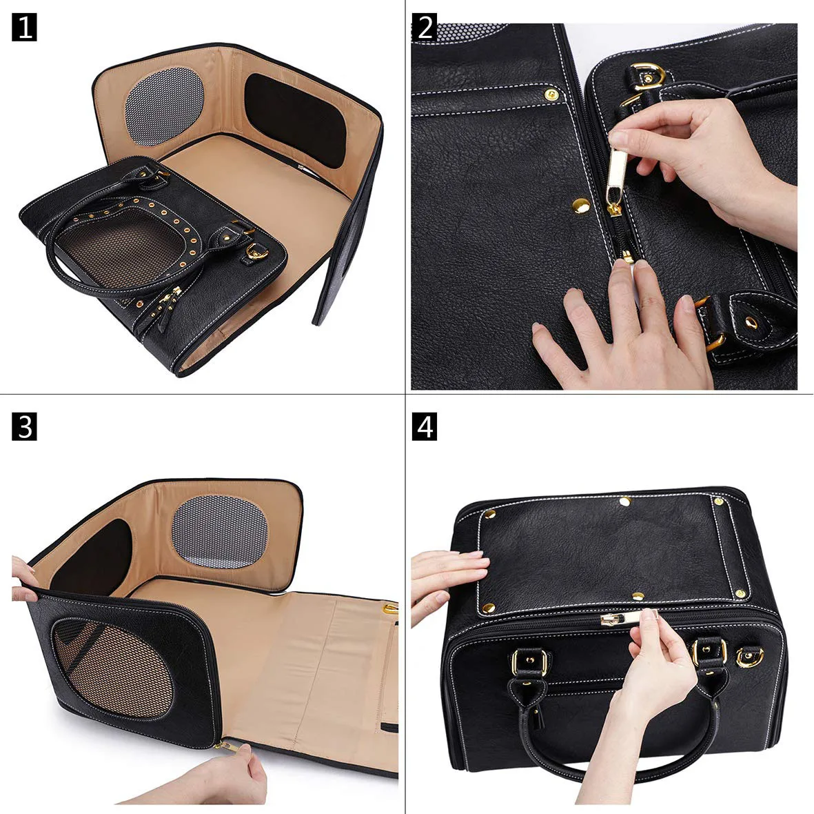 Tablet Pocket: Device Storage in Custom Pet Carrier  - detail view supplied by QUANZHOU JUNYUAN BAGS
